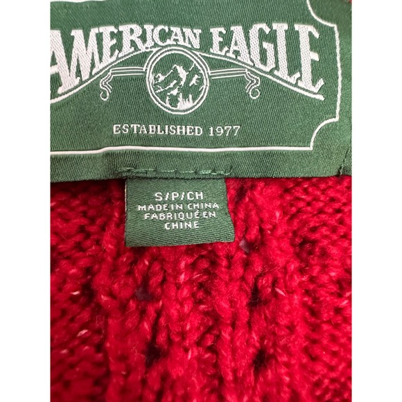 American Eagle Womens S Cable Knit Cardigan Sweater V-Neck Cropped Academia - Picture 5 of 8